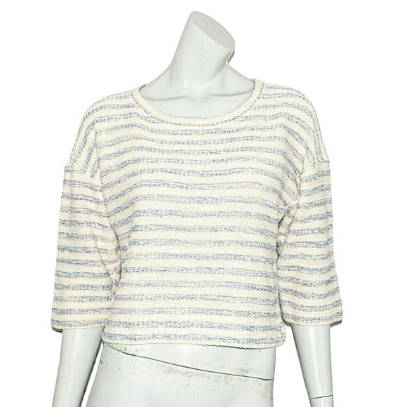 L'AGENCE XS cropped Pullover Sweater Metallic Striped Beige - Picture 1 of 10